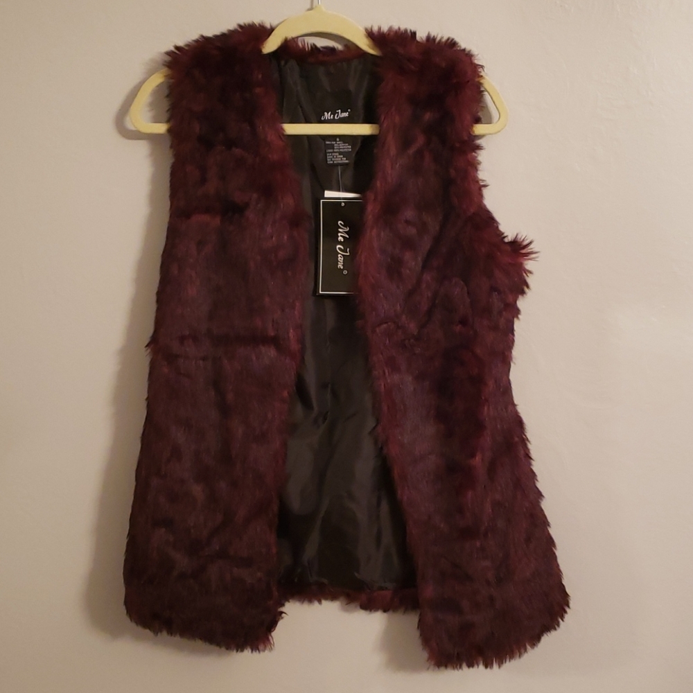 Burgundy Fauz Fur Vest
